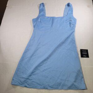 Lulus  Truly the Cutest Light Blue Satin Square Neck Mini Dress Size M